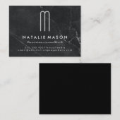 Moderne, minimalistische zwarte monogram visitekaartje (Voorkant / Achterkant)