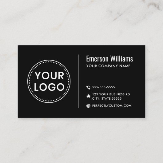 Moderne, minimalistische zwarte of elke logo voor  visitekaartje (Voorkant)