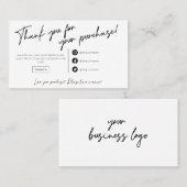 Moderne minimalistische zwarte orde bedankt  visitekaartje (Voorkant / Achterkant)