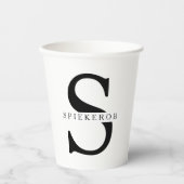 Moderne, minimalistische zwarte, persoonlijke naam papieren bekers (Voorkant)