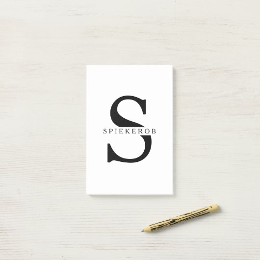 Moderne, minimalistische zwarte, persoonlijke naam post-it® notes (Op bureau)