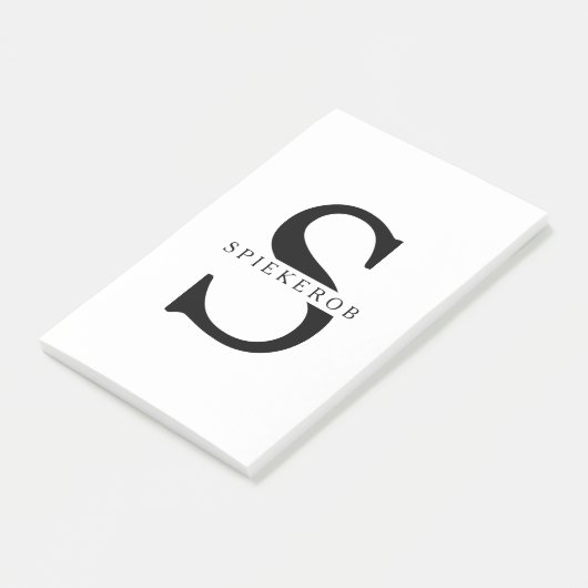 Moderne, minimalistische zwarte, persoonlijke naam post-it® notes (Schuin)