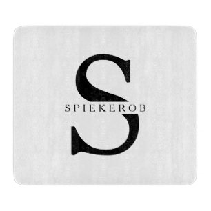 Moderne, minimalistische zwarte, persoonlijke naam snijplank