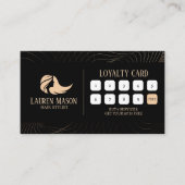 Moderne minimalistische zwarte perzik haar stylist klantenkaartje (Voorkant)
