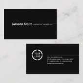 Moderne, minimalistische, zwarte professionele bus visitekaartje (Voorkant / Achterkant)