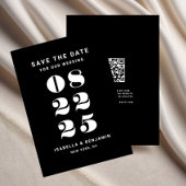 Moderne minimalistische zwarte QR-code bruiloft Save The Date
