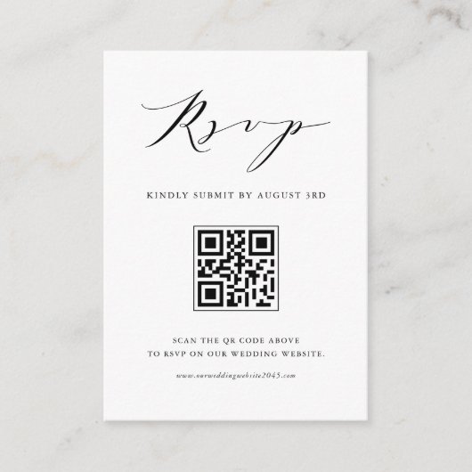 Moderne minimalistische zwarte QR-code RSVP van he Informatiekaartje (Voorkant)
