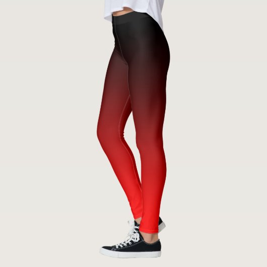 Moderne Minimalistische Zwarte Rode Gradiënt Leggings (Links)