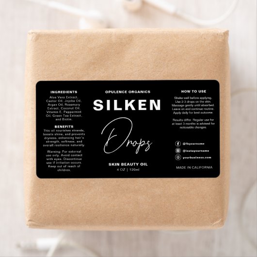 Moderne Minimalistische Zwarte Schoonheid Cosmetis Etiket (Insitu)