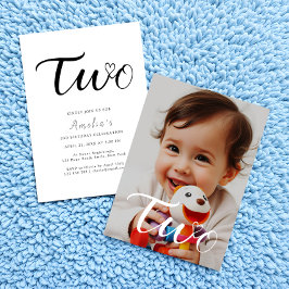 Moderne minimalistische zwarte script 2e verjaarda kaart