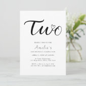 Moderne minimalistische zwarte script 2e verjaarda kaart (Staand voorkant)