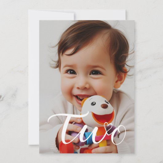 Moderne minimalistische zwarte script 2e verjaarda kaart (Achterkant)