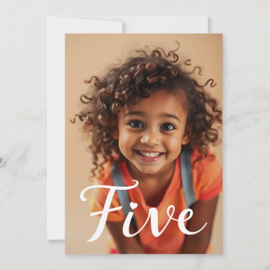 Moderne minimalistische zwarte script 5e verjaarda kaart (Achterkant)