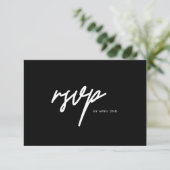 Moderne Minimalistische Zwarte Script Afstudeerfee RSVP Kaartje (Staand voorkant)