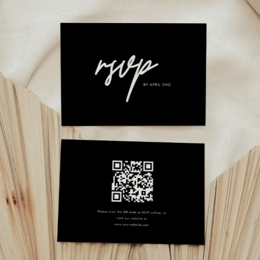 Moderne Minimalistische Zwarte Script Afstudeerfee RSVP Kaartje