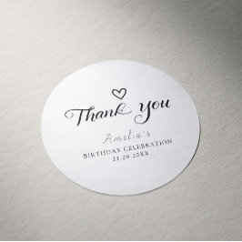 Moderne Minimalistische Zwarte Script Bedankt Ronde Sticker