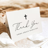 Moderne minimalistische zwarte script foto doop bedankkaart