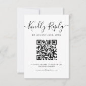 Moderne minimalistische zwarte script QR code brui RSVP Kaartje (Voorkant)