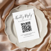 Moderne minimalistische zwarte script QR code brui RSVP Kaartje