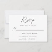 Moderne Minimalistische Zwarte Script Trouw RSVP Kaartje (Voorkant)