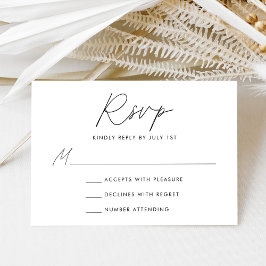 Moderne Minimalistische Zwarte Script Trouw RSVP Kaartje