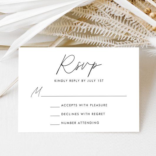 Moderne Minimalistische Zwarte Script Trouw RSVP Kaartje
