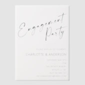 Moderne Minimalistische Zwarte Script Verlovingsfe Vellum Uitnodigingen (Voorkant)