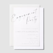 Moderne Minimalistische Zwarte Script Verlovingsfe Vellum Uitnodigingen (Offset)