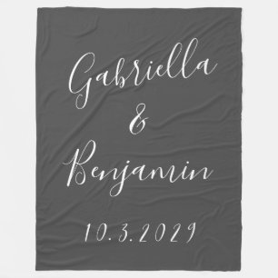 Moderne minimalistische zwarte-scriptweddenschapst fleece deken