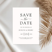 Moderne, minimalistische zwarte-scriptweduwen save the date