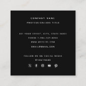 Moderne, minimalistische zwarte sociale media-pict vierkante visitekaartje (Achterkant)