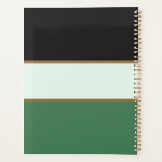 Moderne minimalistische zwarte strepen planner (Achterkant)