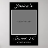 Moderne minimalistische zwarte Sweet 16 fotorekwis Poster (Voorkant)