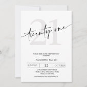 Moderne minimalistische zwarte tekst 21e verjaarda kaart (Voorkant)