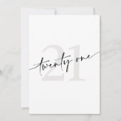 Moderne minimalistische zwarte tekst 21e verjaarda kaart (Achterkant)