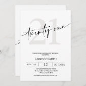 Moderne minimalistische zwarte tekst 21e verjaarda kaart (Voorkant / Achterkant)