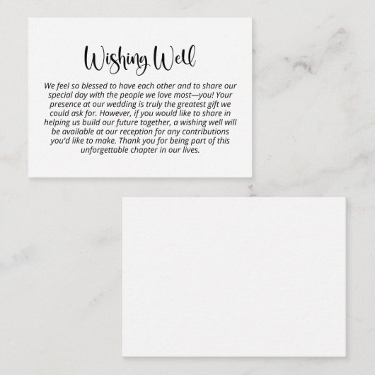 Moderne minimalistische zwarte tekst die goed wens informatiekaartje (Voorkant / Achterkant)