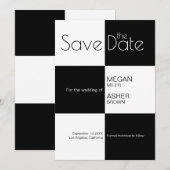 Moderne minimalistische zwarte TIles Save The Date (Voorkant / Achterkant)