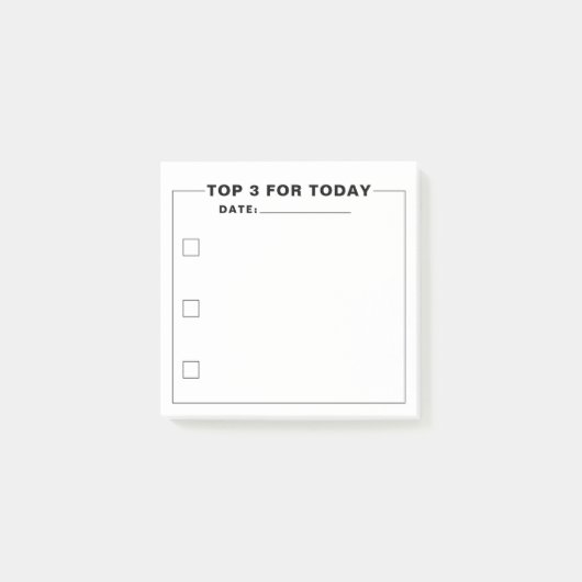 Moderne, minimalistische zwarte top 3 voor lijst post-it® notes (Voorkant)