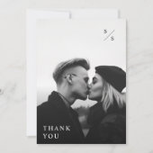 Moderne minimalistische zwarte typografie foto bru bedankkaart (Voorkant)