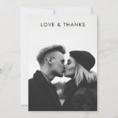 Moderne minimalistische zwarte typografie foto bru bedankkaart (Voorkant)