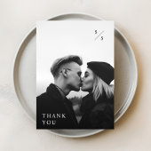 Moderne minimalistische zwarte typografie foto bru bedankkaart