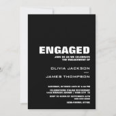 Moderne minimalistische zwarte verlovingsfeest kaart (Voorkant)