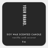 Moderne minimalistische zwarte verpakking kaarsenp vierkante sticker (Voorkant)