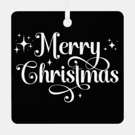 Moderne minimalistische zwarte vrolijke kerstfoto metalen ornament