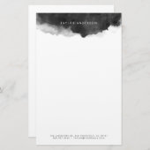 Moderne minimalistische zwarte Waterverf splash Briefpapier (Voorkant / Achterkant)
