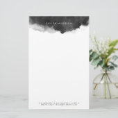Moderne minimalistische zwarte Waterverf splash Briefpapier (Staand voorkant)