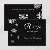 Moderne minimalistische zwarte winter bruiloft QR- RSVP Kaartje (Voorkant / Achterkant)