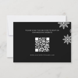 Moderne minimalistische zwarte winter bruiloft QR- RSVP Kaartje