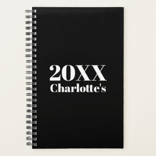 Moderne minimalistische zwarte witte aangepaste ja planner